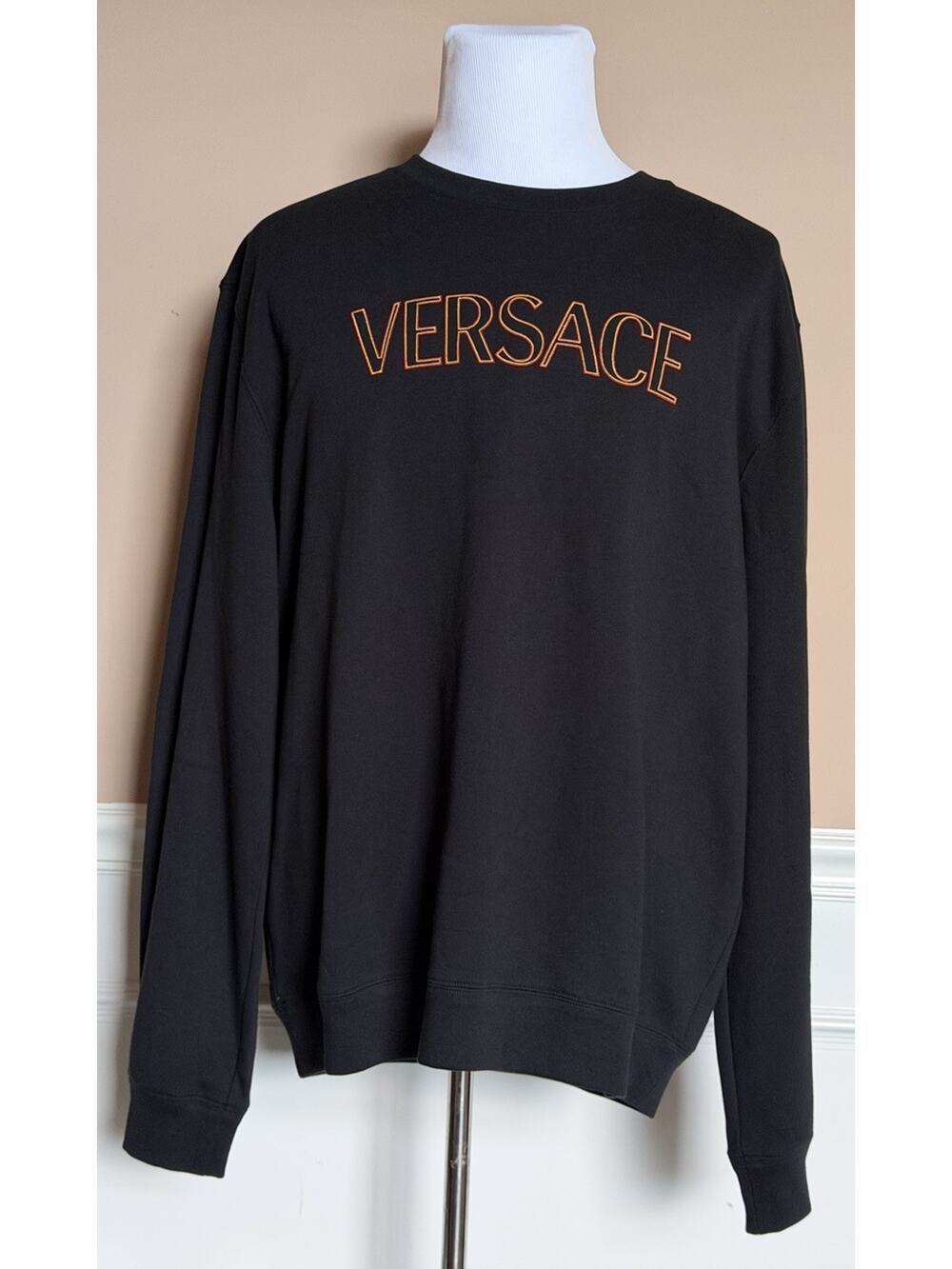 Versace Embroidered Non-brushed Sweater Black 5XL 1011852 NWT $1000